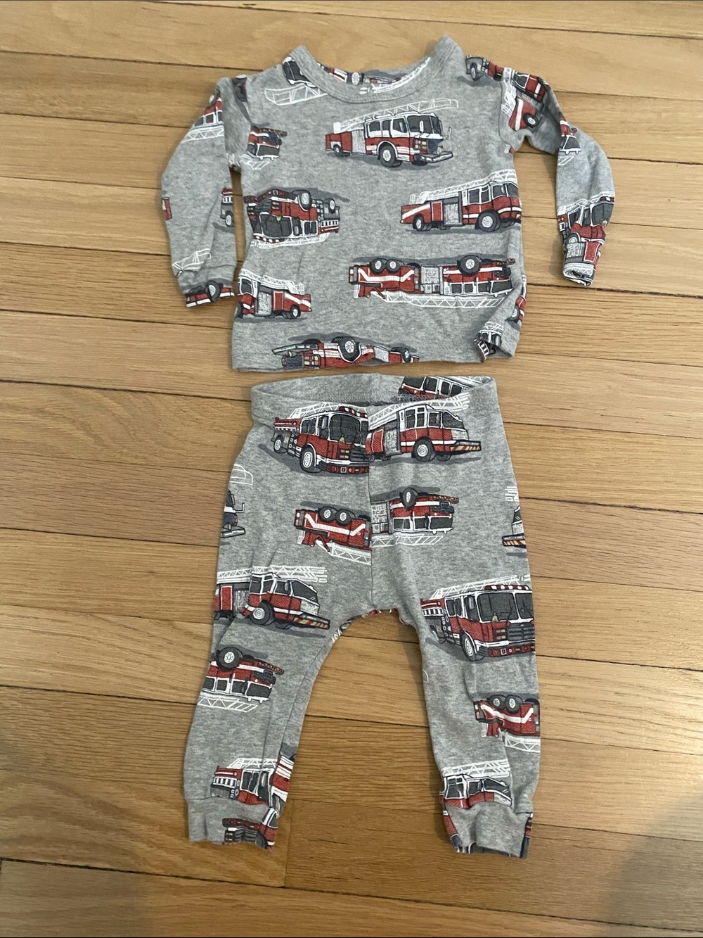 GAP Toddler Fire Truck Pajama Set - Gray and Red